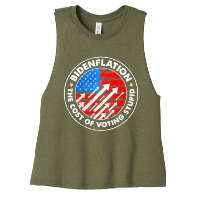 Bidenflation The Cost Of Voting Stupid Joe Biden Inflation Women's Racerback Cropped Tank