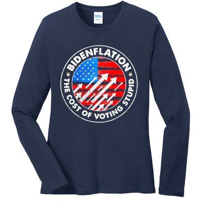 Bidenflation The Cost Of Voting Stupid Joe Biden Inflation Ladies Long Sleeve Shirt