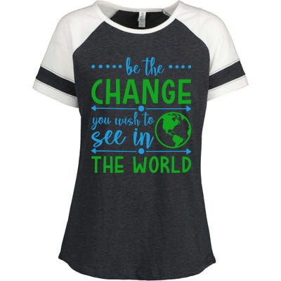 Be The Change You Wish To See In The World Enza Ladies Jersey Colorblock Tee