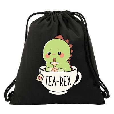 Boba Tearex Cute Trex Dinosaur Lover Kawaii Funny Dino Pun Drawstring Bag