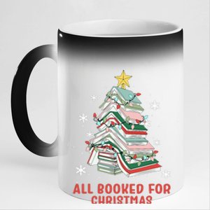 Book Tree Christmas Reading All Booked For Christmas  11oz Black Color Changing Mug