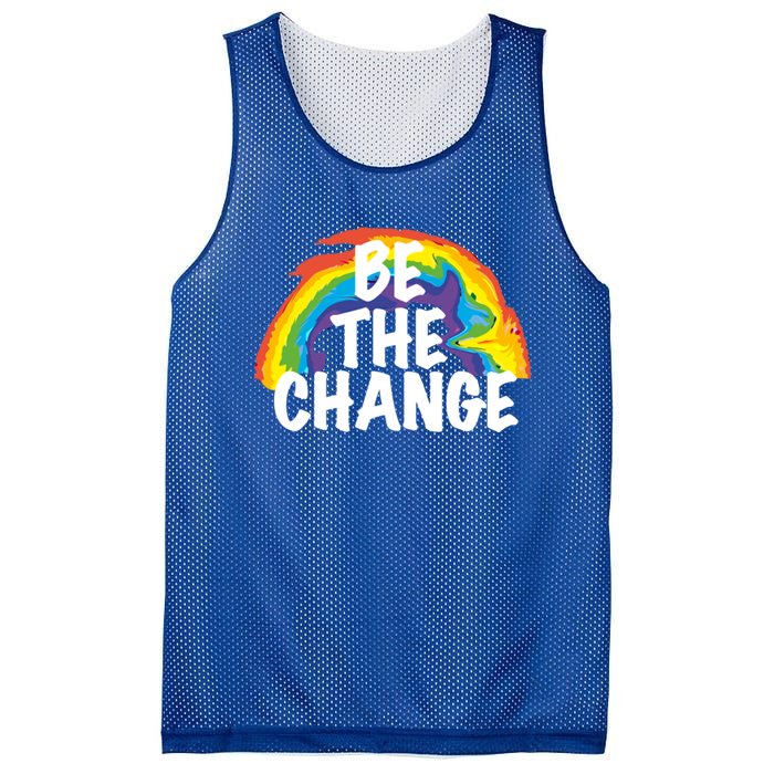 Be The Change Positive Thinking Motivational Quote Gift Mesh Reversible Basketball Jersey Tank