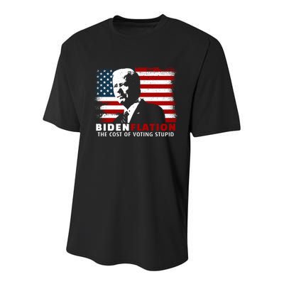 BidenFlation The Cost Of Voting Stupid Biden Flation Youth Performance Sprint T-Shirt