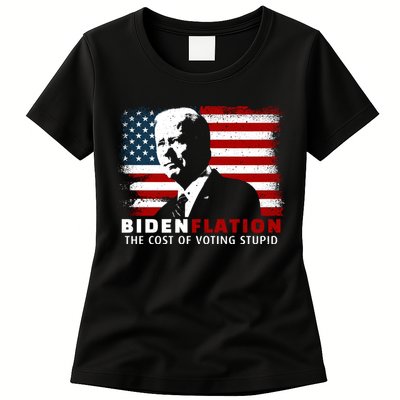 BidenFlation The Cost Of Voting Stupid Biden Flation Womens T-Shirt