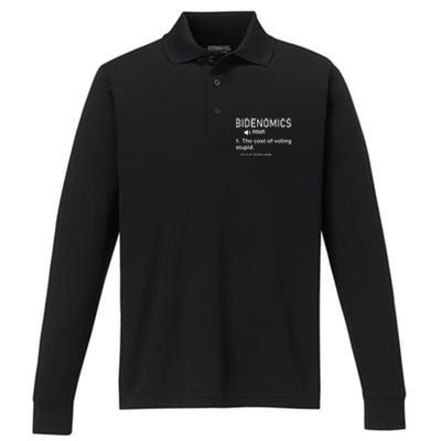 Bidenomics The Cost Of Voting Stupid Performance Long Sleeve Polo