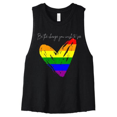 Be The Change You Wish To See Women's Racerback Cropped Tank