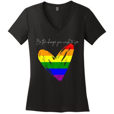 Be The Change You Wish To See Women's V-Neck T-Shirt