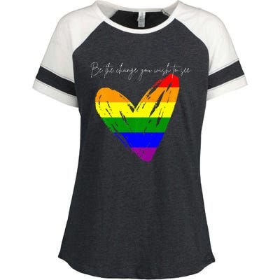 Be The Change You Wish To See Enza Ladies Jersey Colorblock Tee