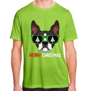 Boston Terrier Christmas Pajama Dog Sunglasses XMas Tree Adult ChromaSoft Performance T-Shirt