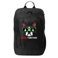 Boston Terrier Christmas Pajama Dog Sunglasses XMas Tree City Backpack