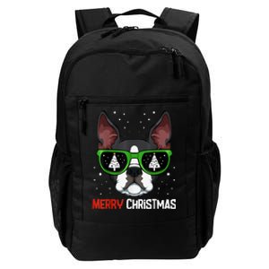 Boston Terrier Christmas Pajama Dog Sunglasses XMas Tree Daily Commute Backpack