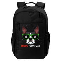 Boston Terrier Christmas Pajama Dog Sunglasses XMas Tree Daily Commute Backpack