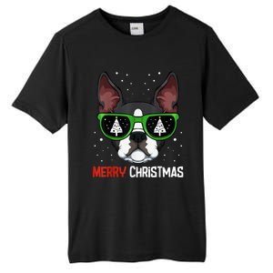 Boston Terrier Christmas Pajama Dog Sunglasses XMas Tree Tall Fusion ChromaSoft Performance T-Shirt