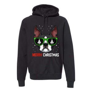 Boston Terrier Christmas Pajama Dog Sunglasses XMas Tree Premium Hoodie