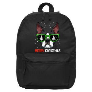 Boston Terrier Christmas Pajama Dog Sunglasses XMas Tree 16 in Basic Backpack