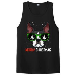 Boston Terrier Christmas Pajama Dog Sunglasses XMas Tree PosiCharge Competitor Tank