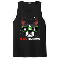 Boston Terrier Christmas Pajama Dog Sunglasses XMas Tree PosiCharge Competitor Tank