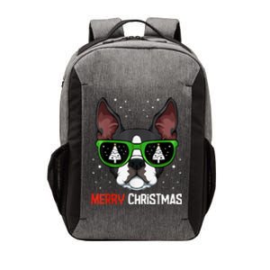 Boston Terrier Christmas Pajama Dog Sunglasses XMas Tree Vector Backpack