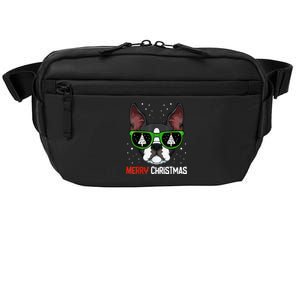 Boston Terrier Christmas Pajama Dog Sunglasses XMas Tree Crossbody Pack