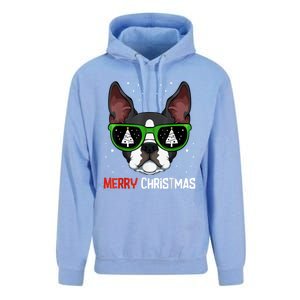 Boston Terrier Christmas Pajama Dog Sunglasses XMas Tree Unisex Surf Hoodie