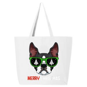 Boston Terrier Christmas Pajama Dog Sunglasses XMas Tree 25L Jumbo Tote