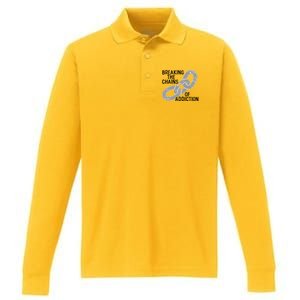 Breaking The Chains Of Addiction Aa Na Clean Sober Recovery Gift Performance Long Sleeve Polo