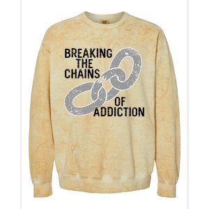 Breaking The Chains Of Addiction Aa Na Clean Sober Recovery Gift Colorblast Crewneck Sweatshirt