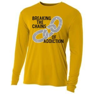 Breaking The Chains Of Addiction Aa Na Clean Sober Recovery Gift Cooling Performance Long Sleeve Crew