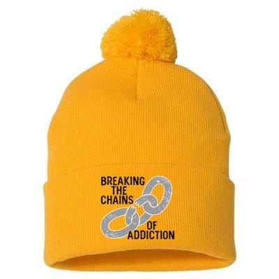 Breaking The Chains Of Addiction Aa Na Clean Sober Recovery Gift Pom Pom 12in Knit Beanie