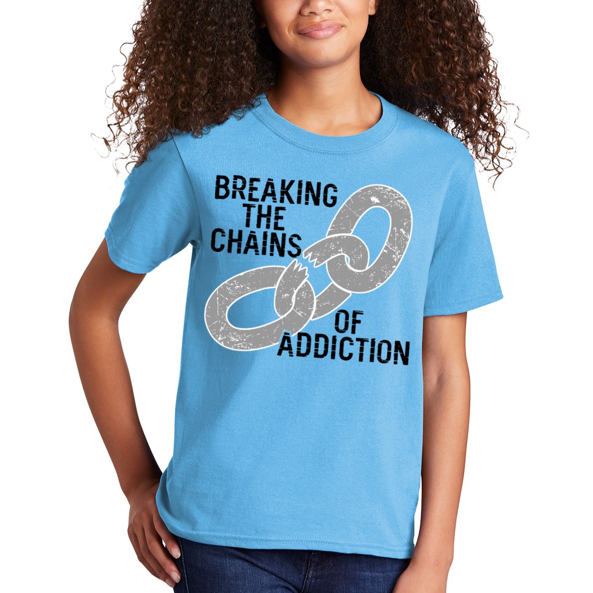 Breaking The Chains Of Addiction Aa Na Clean Sober Recovery Gift Kids T-Shirt