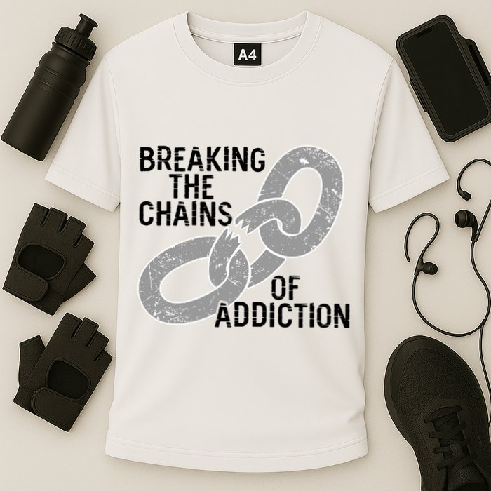 Breaking The Chains Of Addiction Aa Na Clean Sober Recovery Gift Cooling Performance Crew T-Shirt