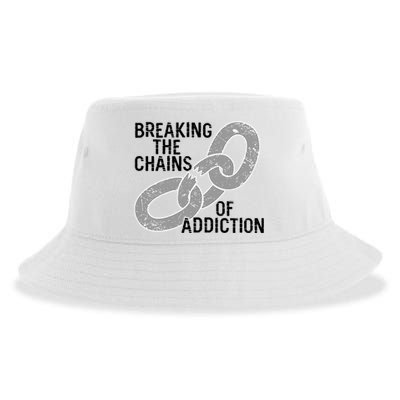 Breaking The Chains Of Addiction Aa Na Clean Sober Recovery Gift Sustainable Bucket Hat