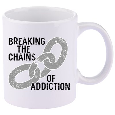 Breaking The Chains Of Addiction Aa Na Clean Sober Recovery Gift 11oz C Handle Ceramic Mug