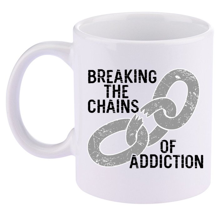 Breaking The Chains Of Addiction Aa Na Clean Sober Recovery Gift 11oz C Handle Ceramic Mug