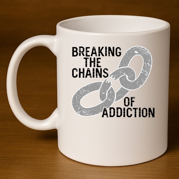 Breaking The Chains Of Addiction Aa Na Clean Sober Recovery Gift 11oz C Handle Ceramic Mug