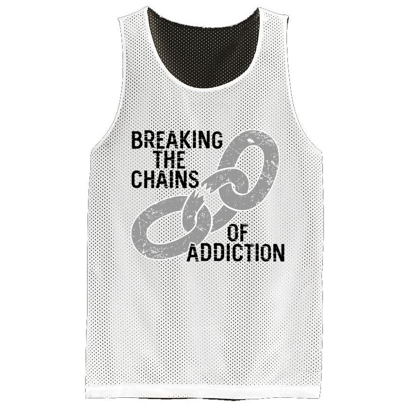 Breaking The Chains Of Addiction Aa Na Clean Sober Recovery Gift Mesh Reversible Basketball Jersey Tank