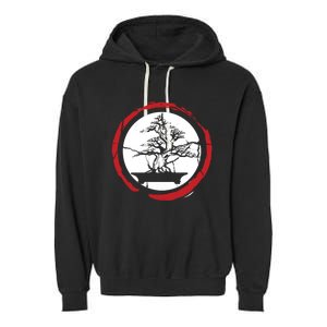 Bonsai Tree Circle Japanese Trees Meditation Yoga Buddhist Gift Garment-Dyed Fleece Hoodie