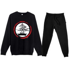 Bonsai Tree Circle Japanese Trees Meditation Yoga Buddhist Gift Premium Crewneck Sweatsuit Set