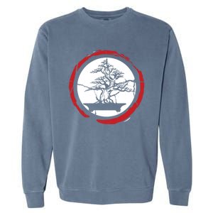 Bonsai Tree Circle Japanese Trees Meditation Yoga Buddhist Gift Garment-Dyed Sweatshirt