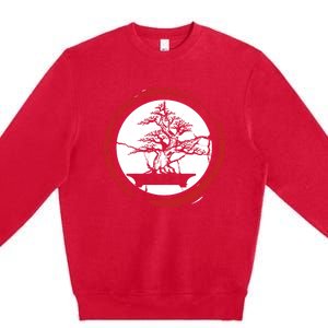 Bonsai Tree Circle Japanese Trees Meditation Yoga Buddhist Gift Premium Crewneck Sweatshirt