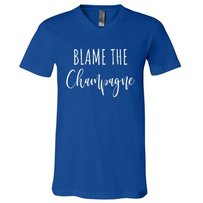 Blame The Champagne Funny Party Drinking V-Neck T-Shirt