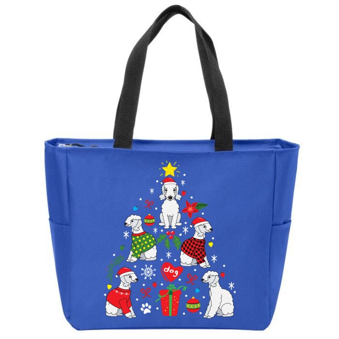 Bedlington Terrier Christmas Tree Funny Dog Mom Dad Gift Zip Tote Bag