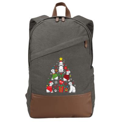 Bedlington Terrier Christmas Tree Funny Dog Mom Dad Gift Cotton Canvas Backpack