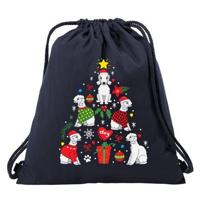 Bedlington Terrier Christmas Tree Funny Dog Mom Dad Gift Drawstring Bag