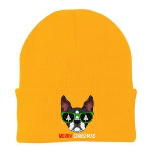 Boston Terrier Christmas Pajama Dog Sunglasses XMas Tree Knit Cap Winter Beanie