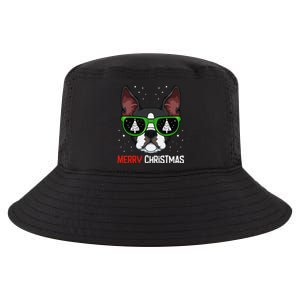 Boston Terrier Christmas Pajama Dog Sunglasses XMas Tree Cool Comfort Performance Bucket Hat