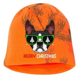 Boston Terrier Christmas Pajama Dog Sunglasses XMas Tree Kati - Camo Knit Beanie