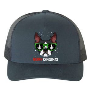 Boston Terrier Christmas Pajama Dog Sunglasses XMas Tree Yupoong Adult 5-Panel Trucker Hat