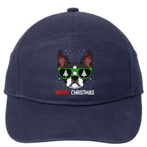 Boston Terrier Christmas Pajama Dog Sunglasses XMas Tree 7-Panel Snapback Hat