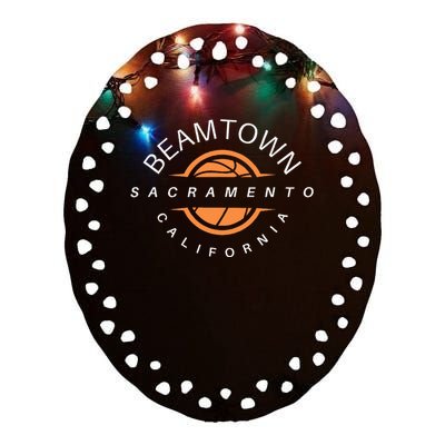 Beam Town City Swish Sacramento California Ceramic Oval Ornament